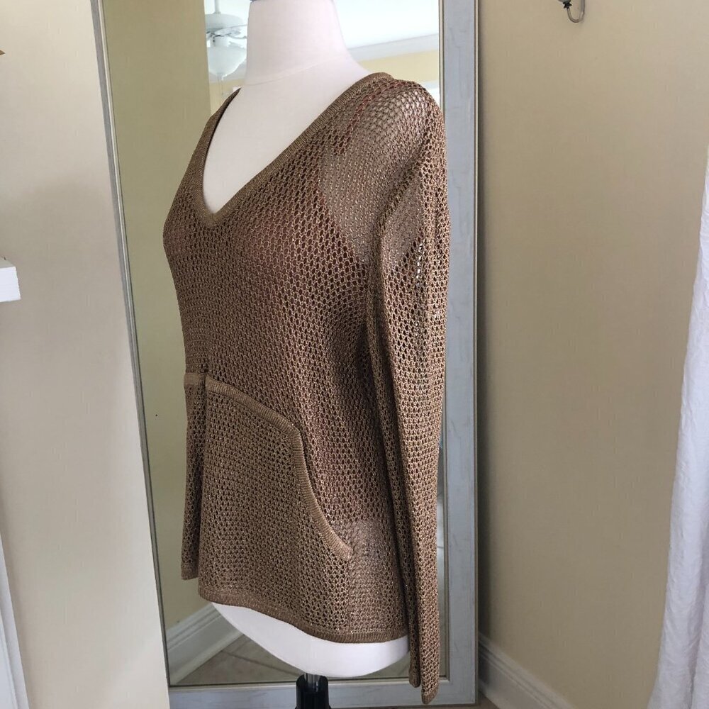 St John Marie Gray Vintage Mesh Metallic Sweater W/Tank Top Medium - Picture 4 of 14